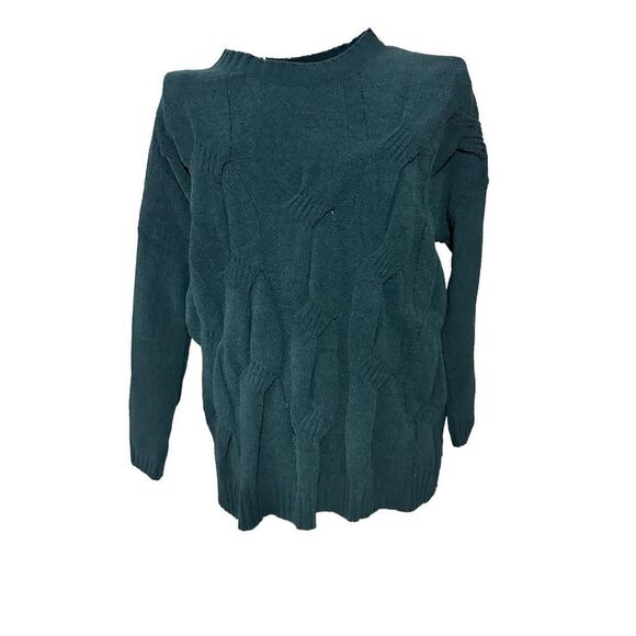 Excellent CONDITION WOMEN J. Jill Chenille Dark Green Crewneck Cable Knit Pullov - Picture 8 of 12